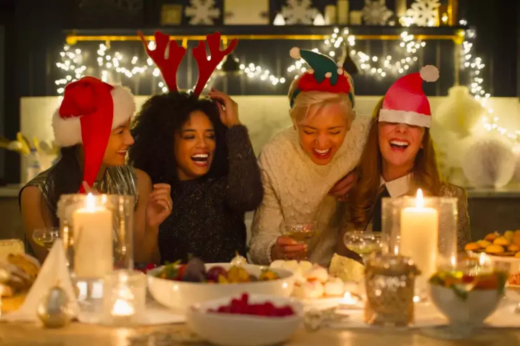 Bunch of girls all set to celebrate Christmas