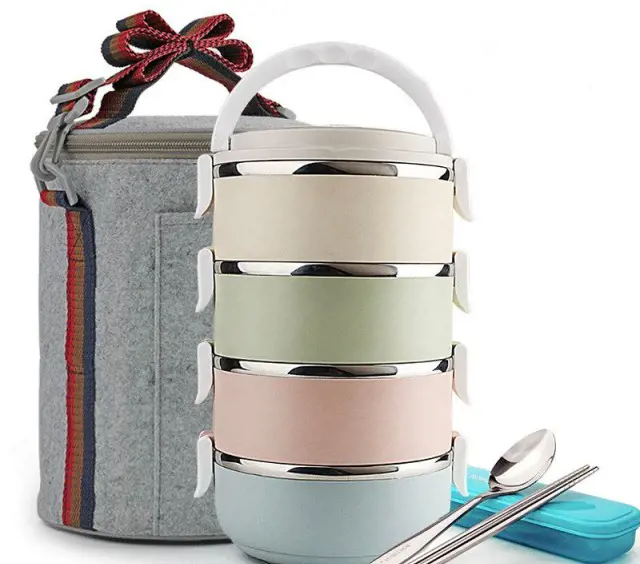 A grey colored luch bag for a set of boxes to gift an educator