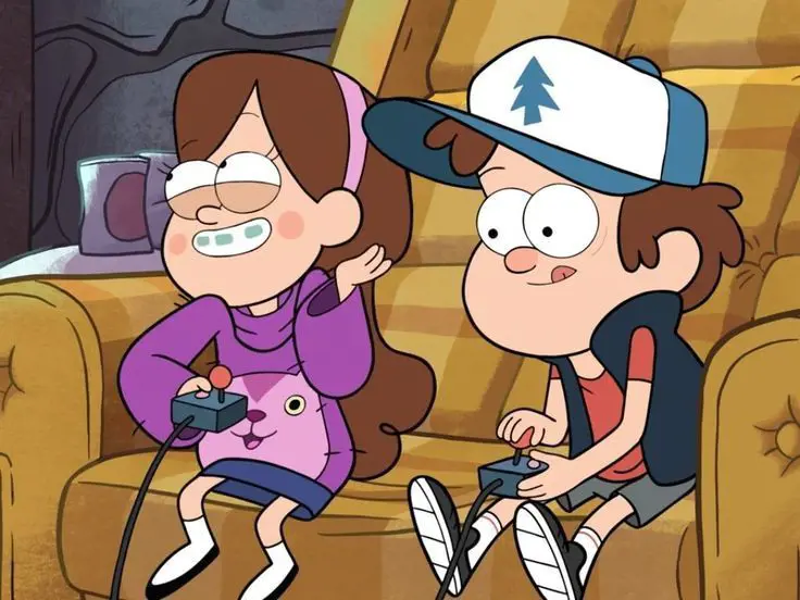 Mabel and Dipper enjoy their time as they play video game 