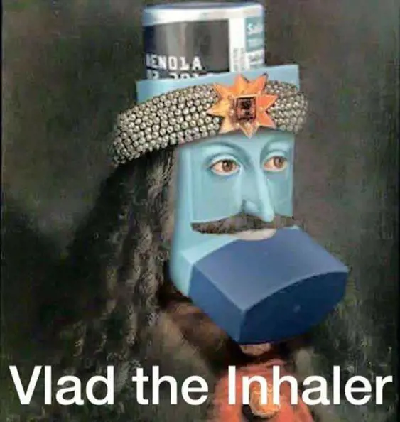 The inhaler modified to look like the Romanian ruler Vlad The Impaler