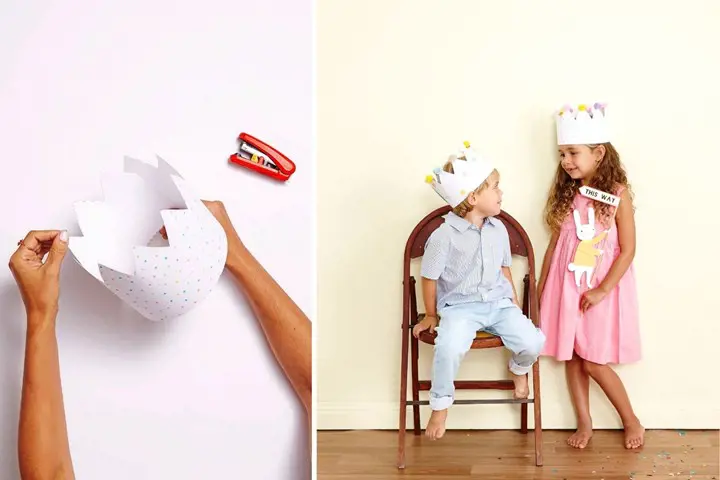 Confetti Crowns are an easy DIY idea of kids of young ages