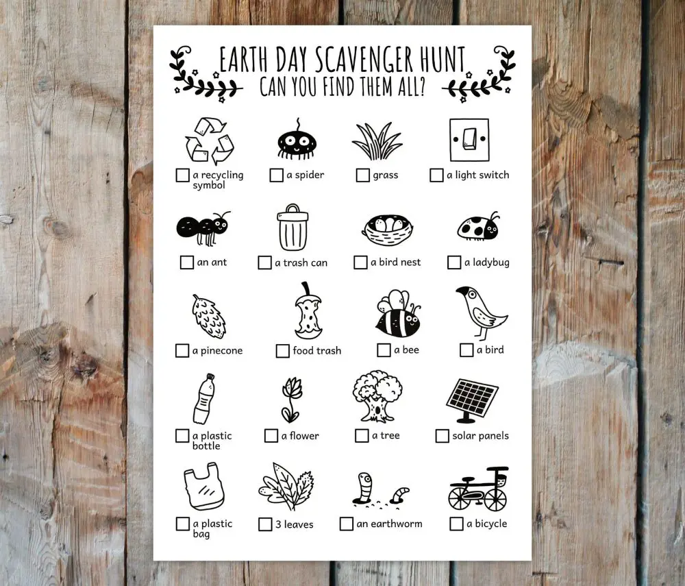 Scavenger hunt worksheet for children